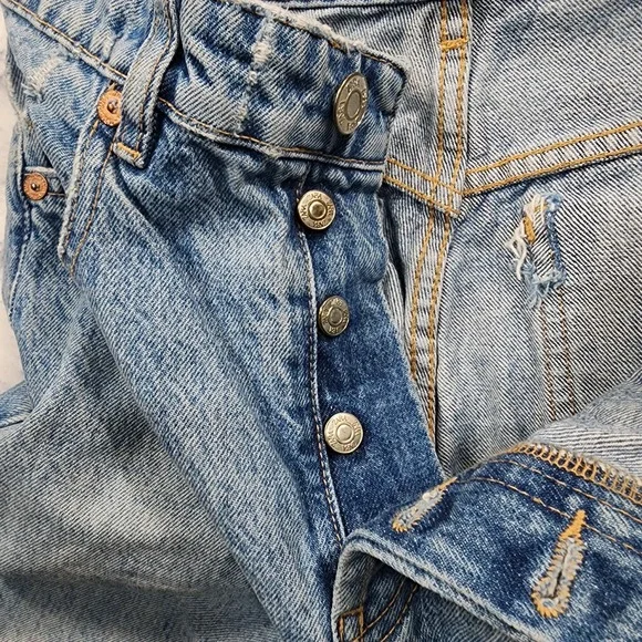 Zara WOMENS SIZE 4 High Rise Straight Leg Jean Raw Hem Mid Wash - Picture 11 of 14